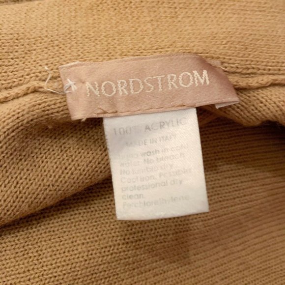 Nordstrom Knit Tan Cape Long Blanket Poncho 38” - Picture 6 of 9